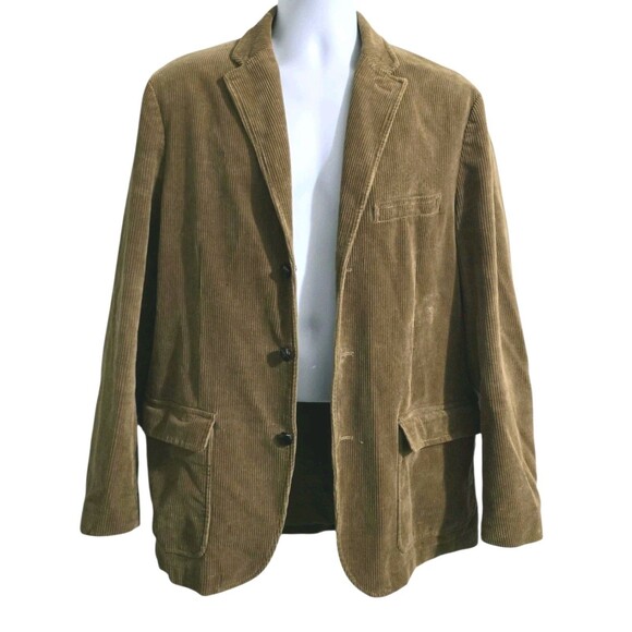 J Crew Mens Corduroy Blazer Size L Sport Coat Light Brown Elbow Patch Academia - Picture 1 of 15